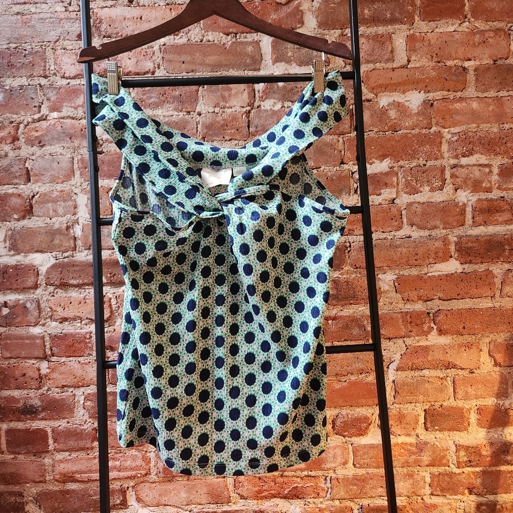 Maeve Blue Sleeveless Blouse with Tie Front